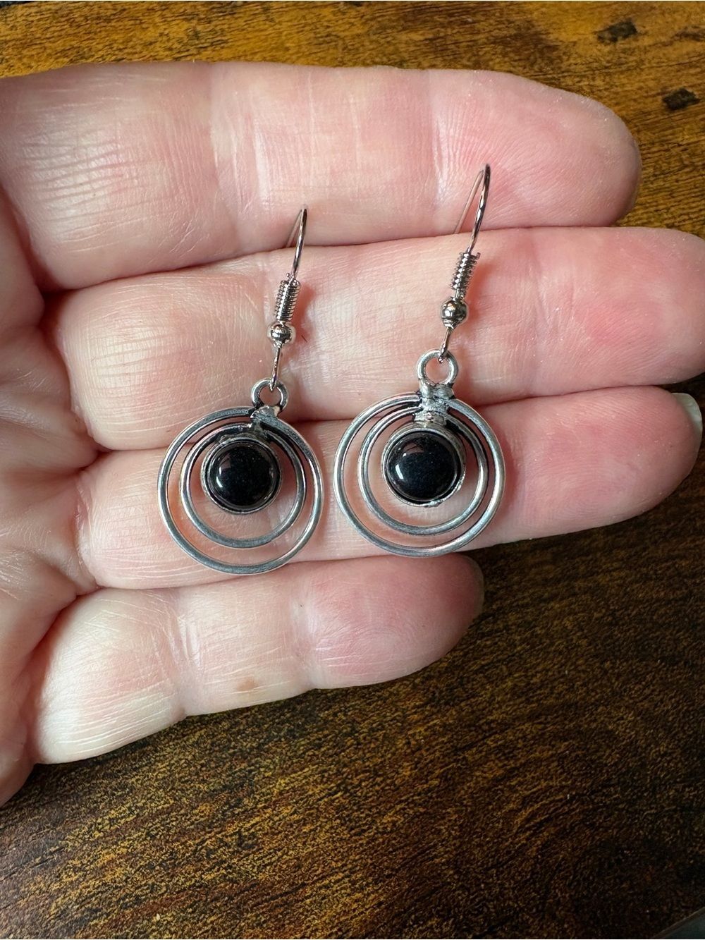 Black Onyx Double Hoop Earrings